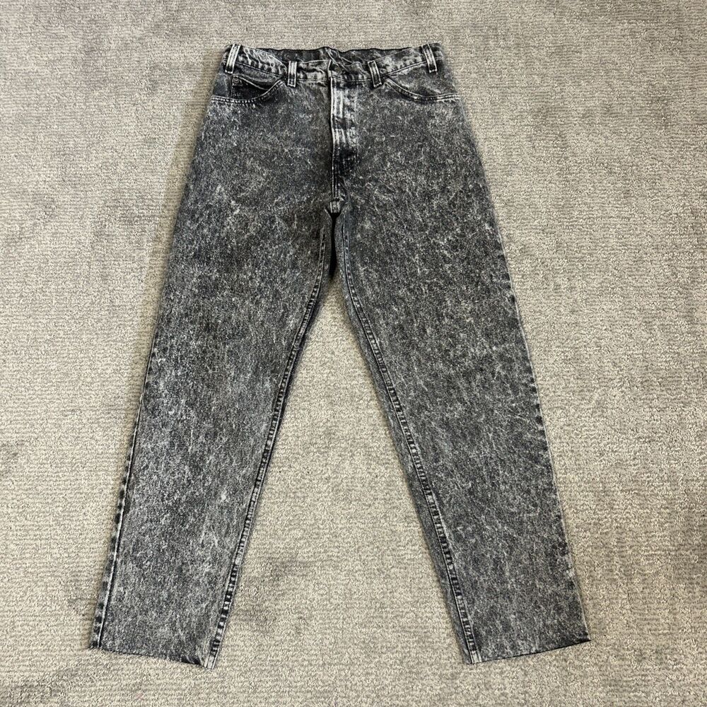 Vintage Levi’s 550 Jeans Mens 32x30 Acid Wash Black Tag 90s Raw Hem Pockets USA